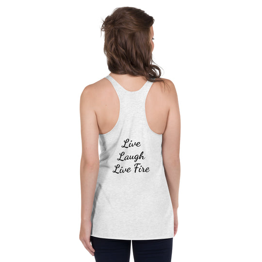 Women's Racerback Tank Large Logo "Live Laugh Live Fire"