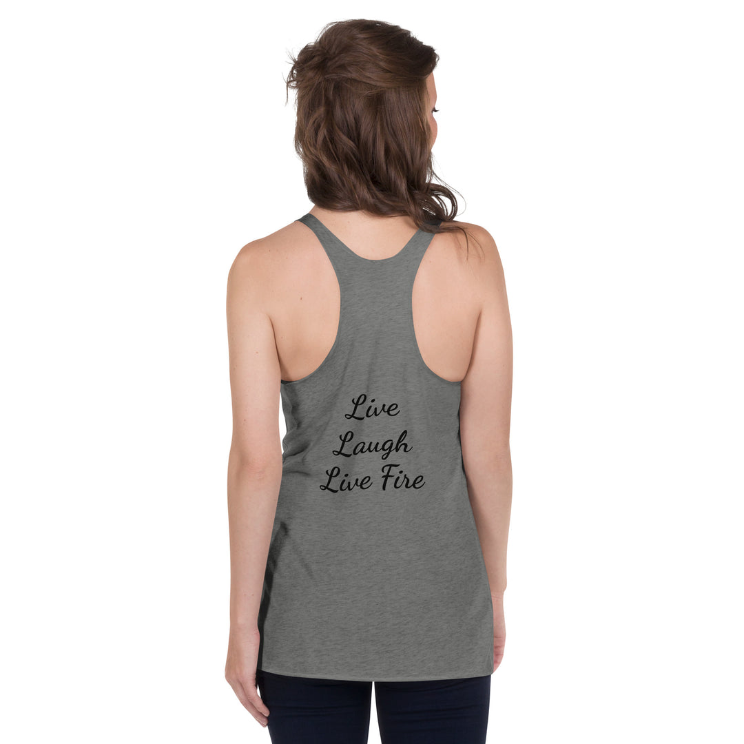 Women's Racerback Tank Large Logo "Live Laugh Live Fire"